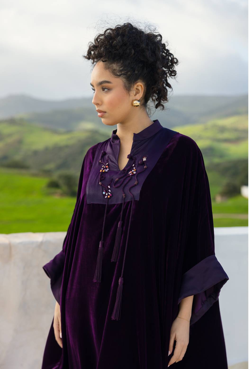 Layali caftan in aubergine purple 1 Layali caftan in aubergine purple 1
