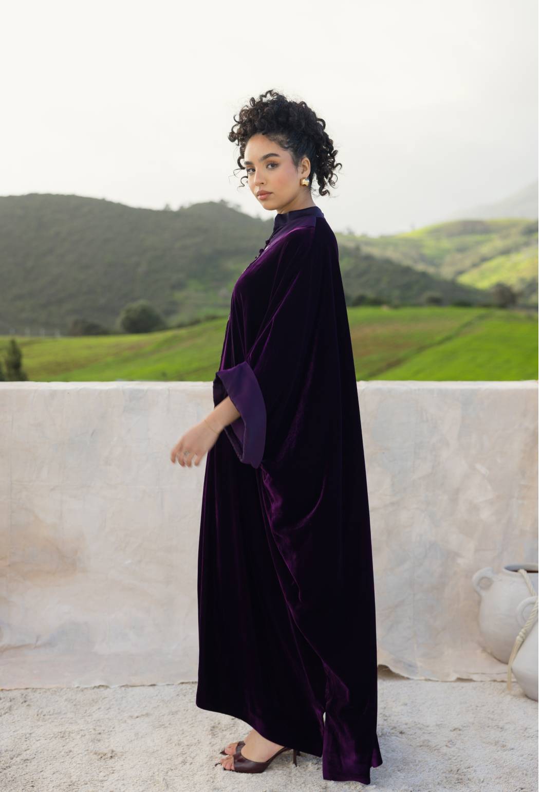 Layali caftan in aubergine purple 2 Layali caftan in aubergine purple 2