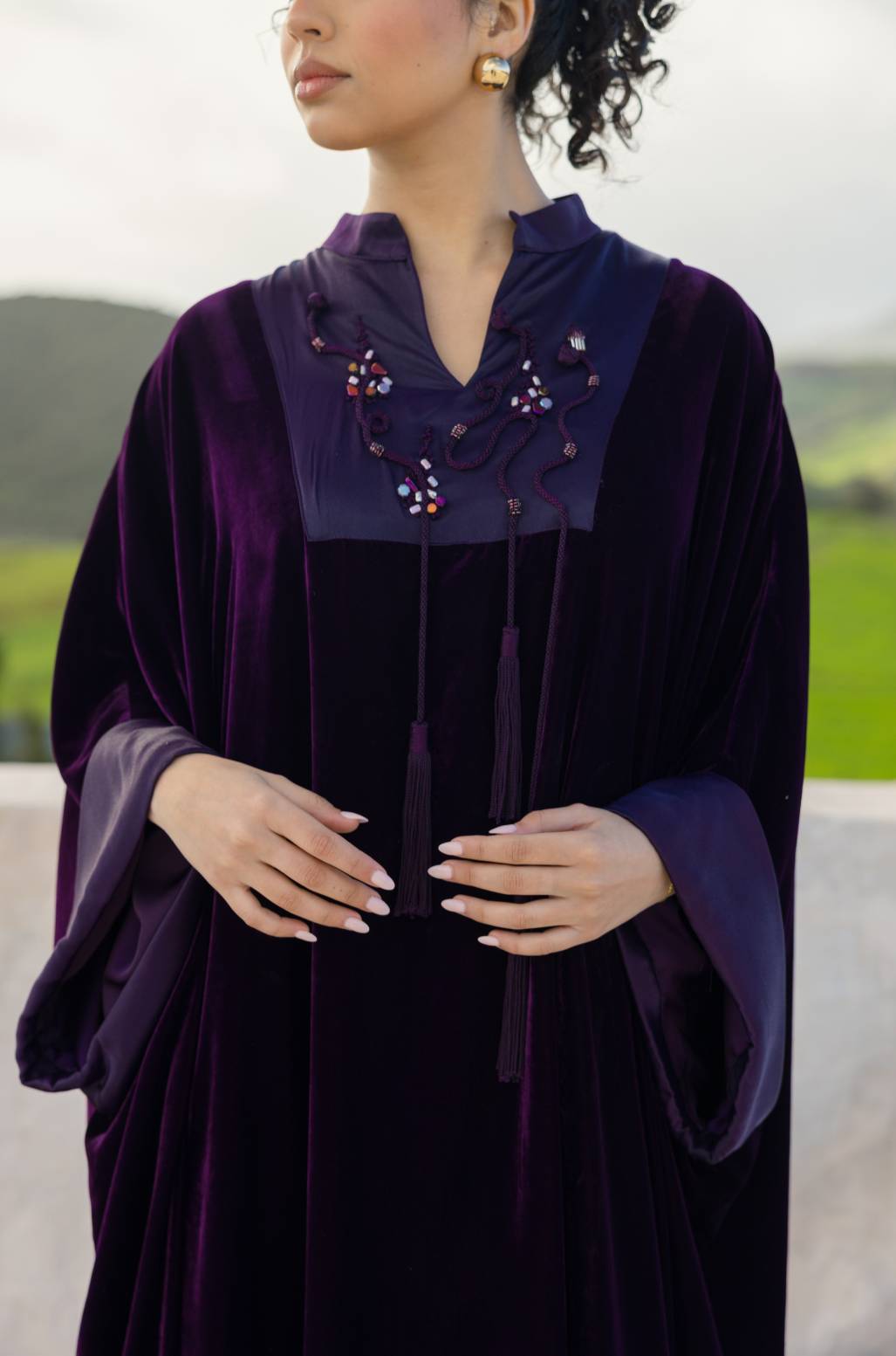 Layali caftan in aubergine purple 4 Layali caftan in aubergine purple 4
